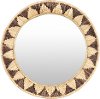 DAS-003 Tan and Dark Brown Woven Grass Framed Wall Mirror - Dastkar
