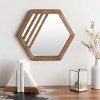 JOH-001 Brown Inlaid Wood Geometric Framed Wall Mirror - Jorah
