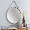 LHA-001 White Framed Round Wall Mirror with Strap - Lathan