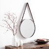 LHA-002 Silver Framed Round Wall Mirror with Brown Strap - Lathan