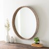 MIH-001 Barrel Edge Wood Framed Round Wall Mirror - Misha