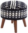 GAN-001 Eclectic Black and White Hand Woven Storage Stool - Granna
