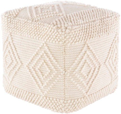 HGPF-004 Eclectic White Hand Woven Pouf - Hygge-1
