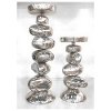 10 Inch Silver Metal Faux Stone Candle Holder