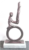 Clearance 12 Inch Silver Gymnast Figurine Sculpture on Marble Base