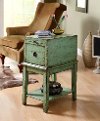 Distressed Green Chairside Accent Table