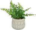 Artificial Green Fern Arrangement in Stone Washed Pot Planter