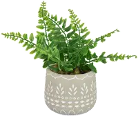 Artificial Green Fern Arrangement in Stone Washed Pot Planter