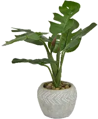 Artificial Green Plant Arrangement in Rustic Leaf Pot