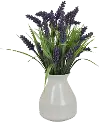 Artificial Green and Lavender Arrangement in Ceramic Container