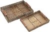 15 Inch Brown Bamboo Tray with Handles