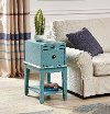 Distressed Blue Chairside Accent Table