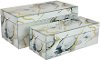 12 Inch Gray and Gold Glass and Wood Decorative Box