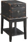 Distressed Black Chairside Accent Table