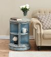 Distressed Blue Round Accent Table - Burton