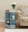 Distressed Blue Round Accent Table - Burton