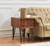 Rustic Distressed Brown Chairside Table - Oxford