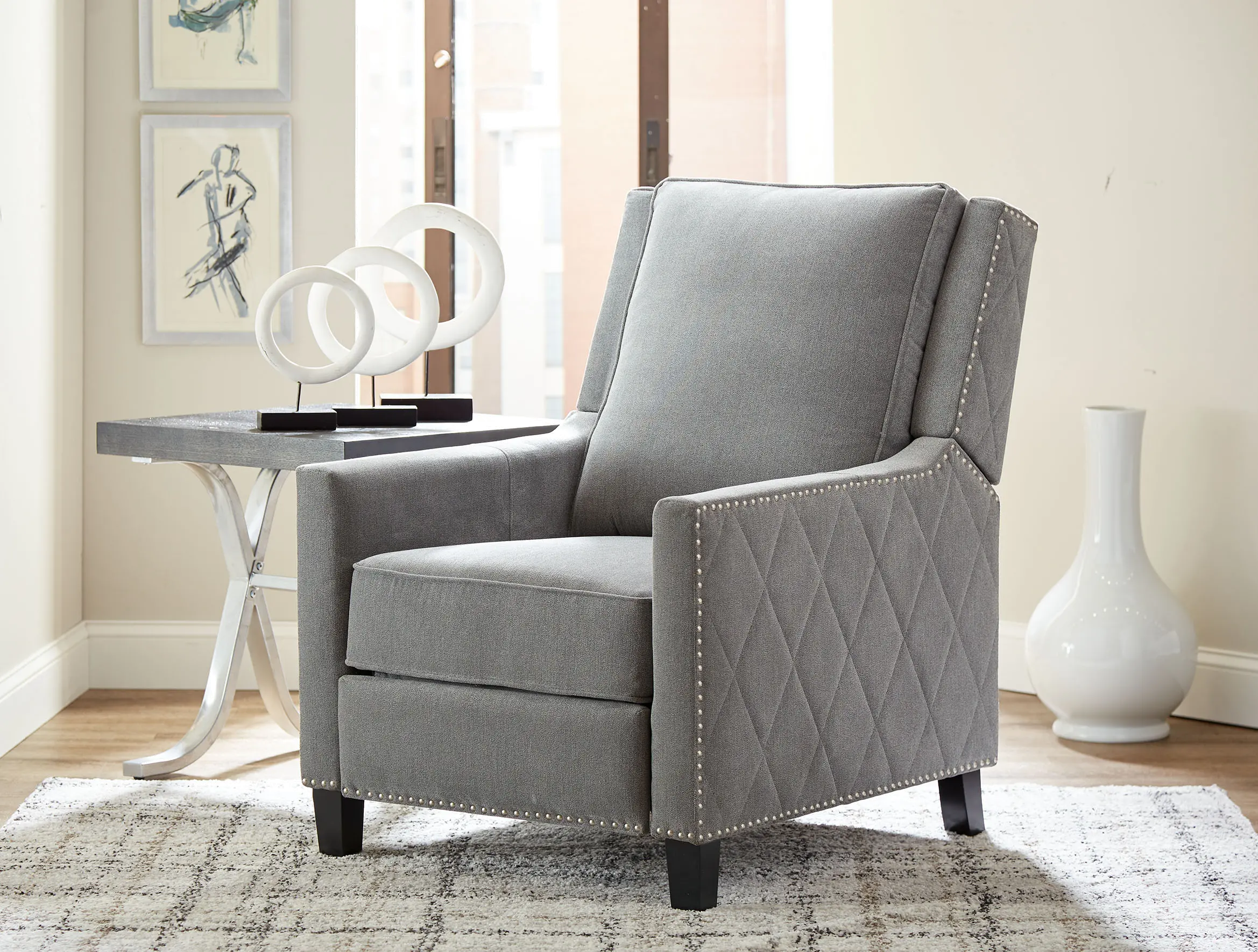 Essex Gray Traditional Pushback Recliner-1