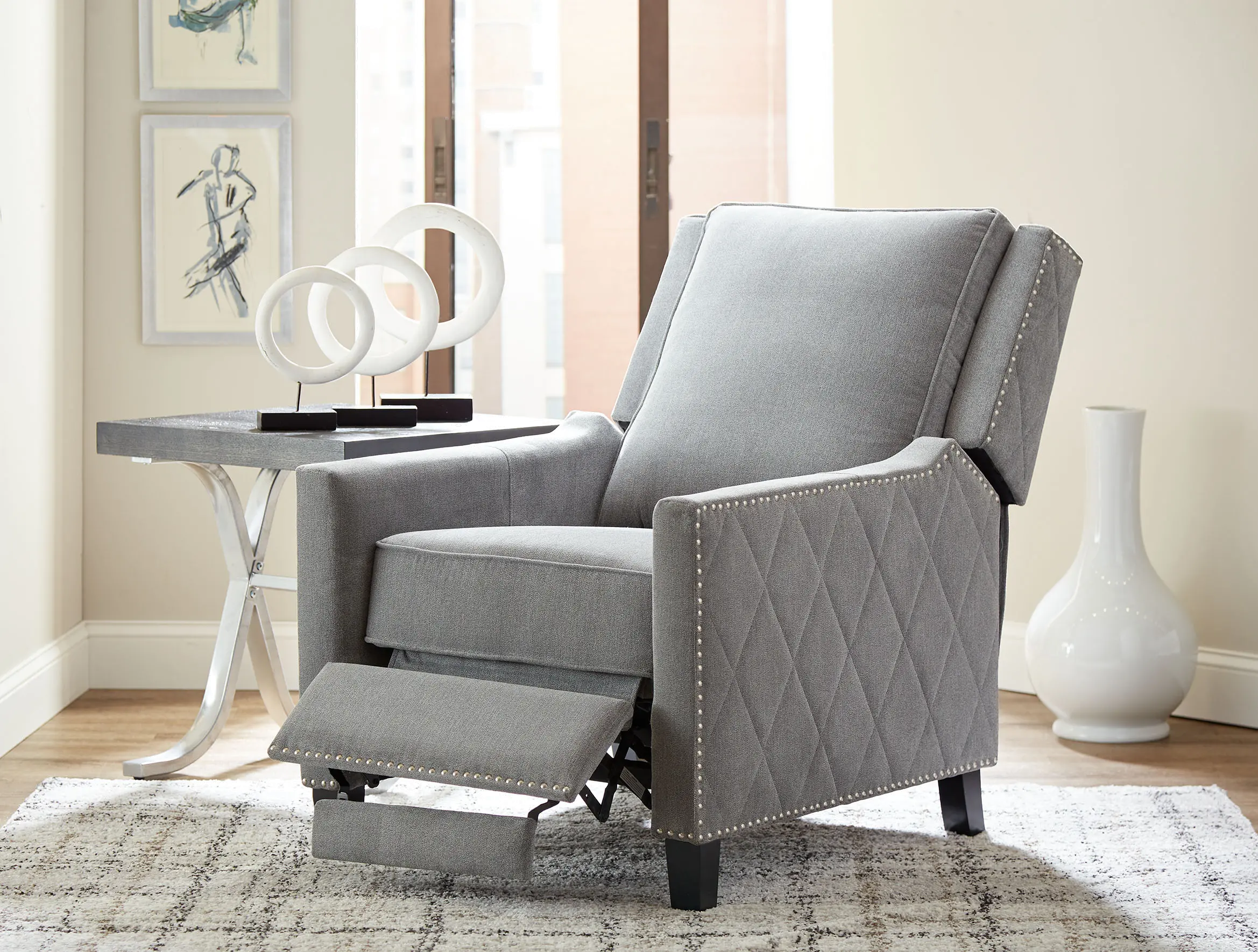 Essex Gray Traditional Pushback Recliner-2