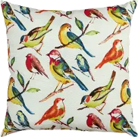 22 Inch Multi Brights Bird Indoor-Outdoor Throw Pillow