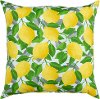 Yellow Lemon and Green Leaf Indoor-Outdoor Throw Pillow