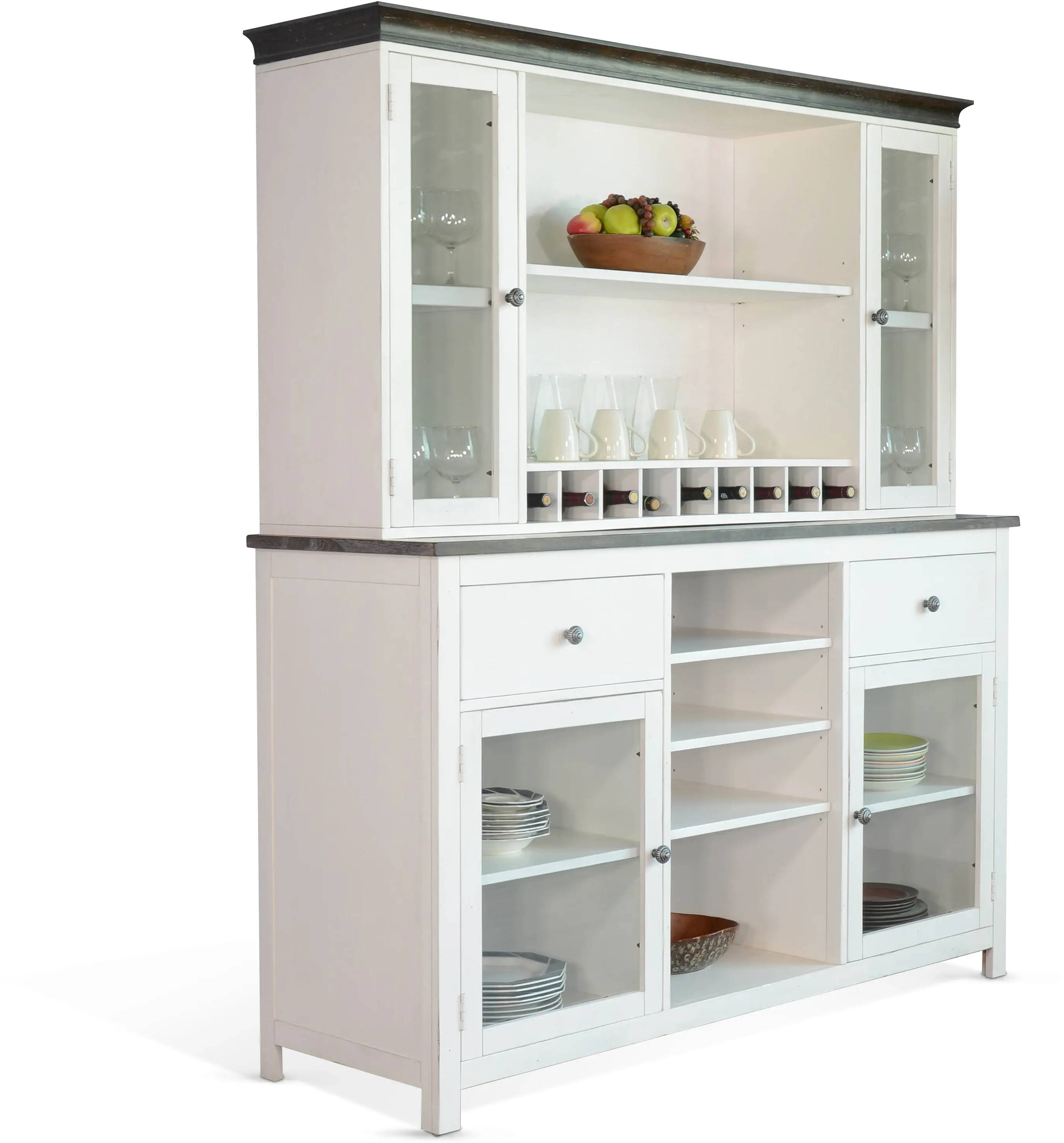Bourbon Two Tone Bar Hutch and Buffet-1
