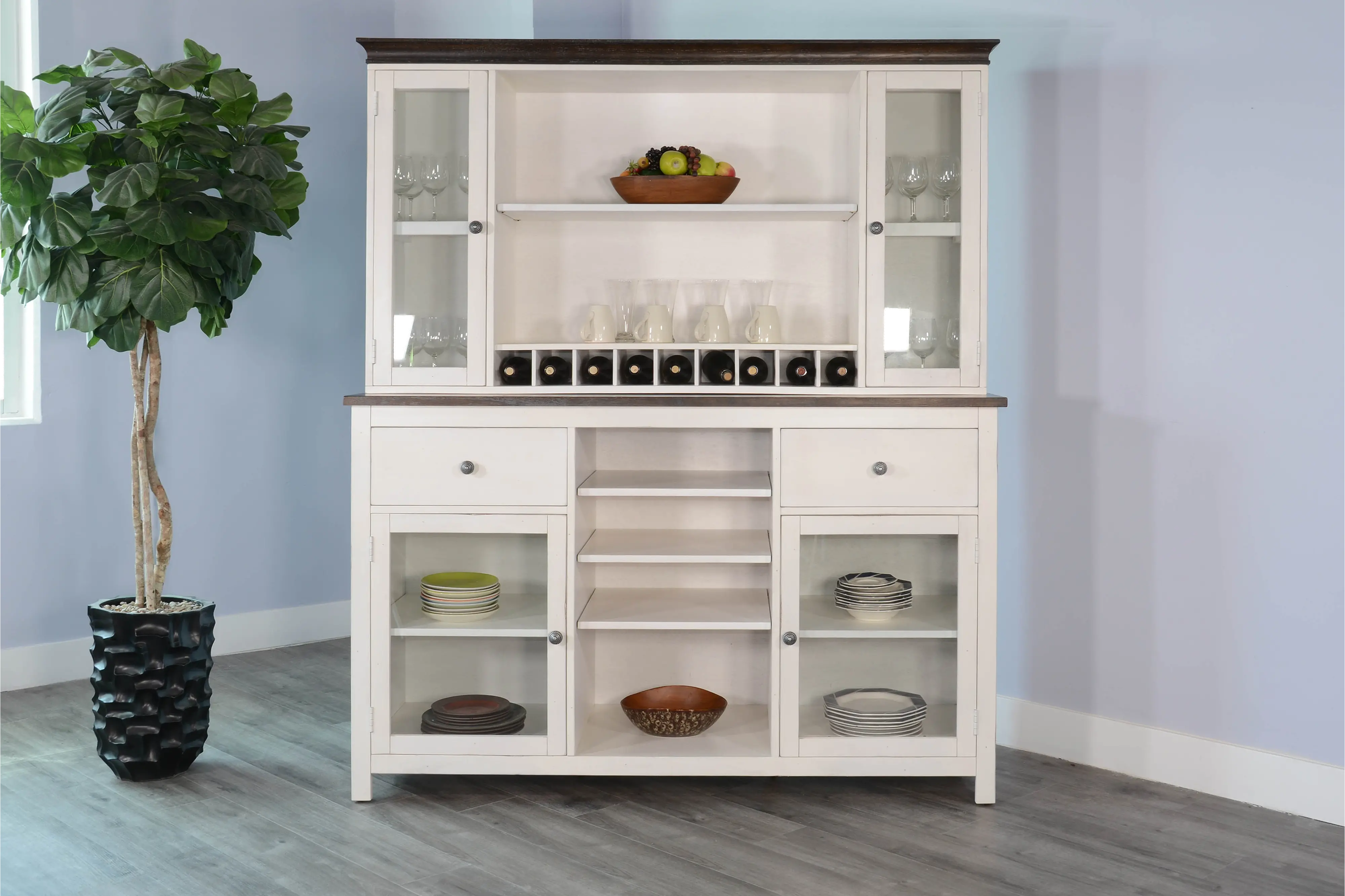 Bourbon Two Tone Bar Hutch and Buffet-2