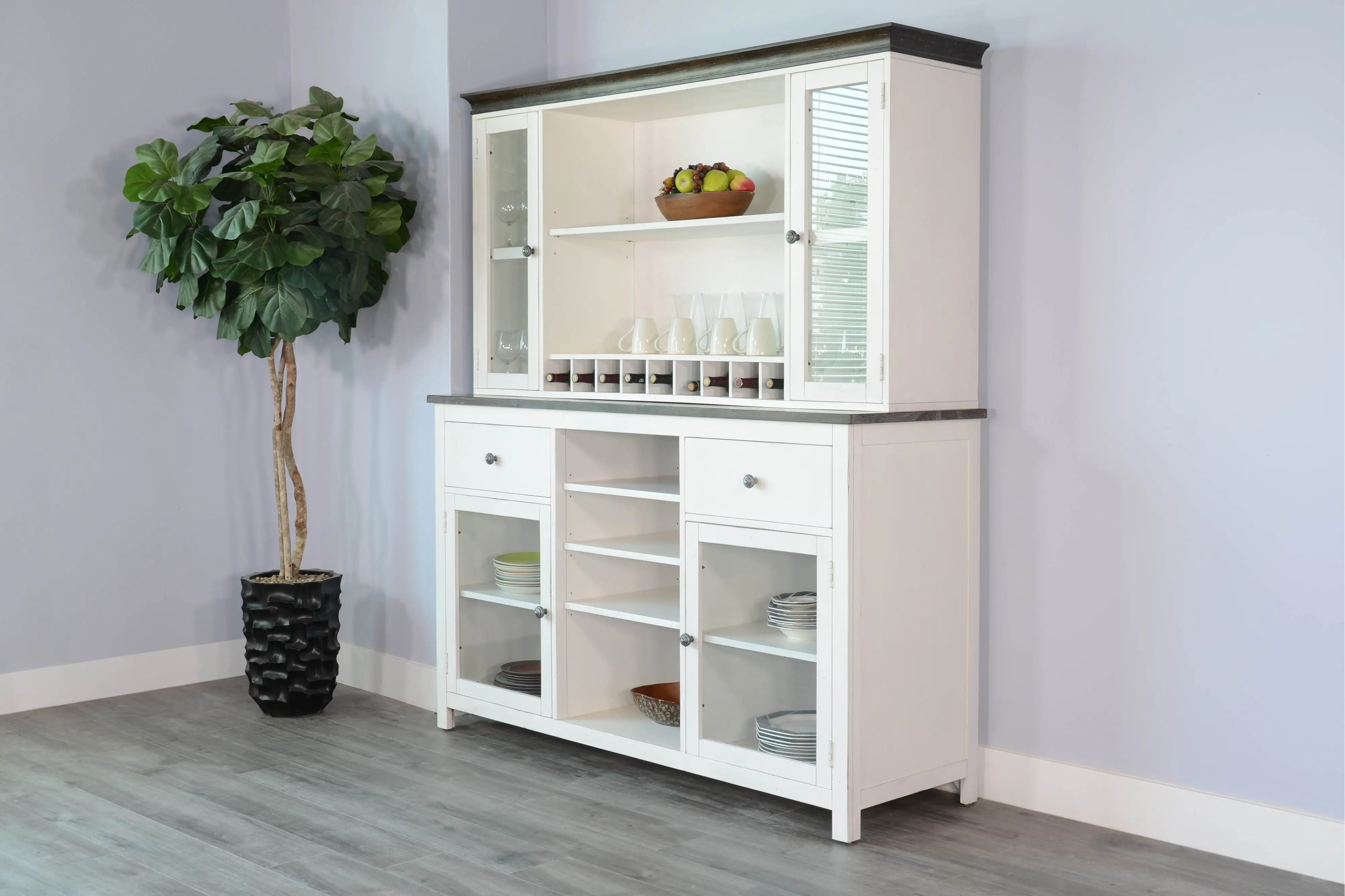 Bourbon Two Tone Bar Hutch and Buffet-3