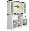 Clearance Bourbon Two Tone Bar Hutch and Buffet
