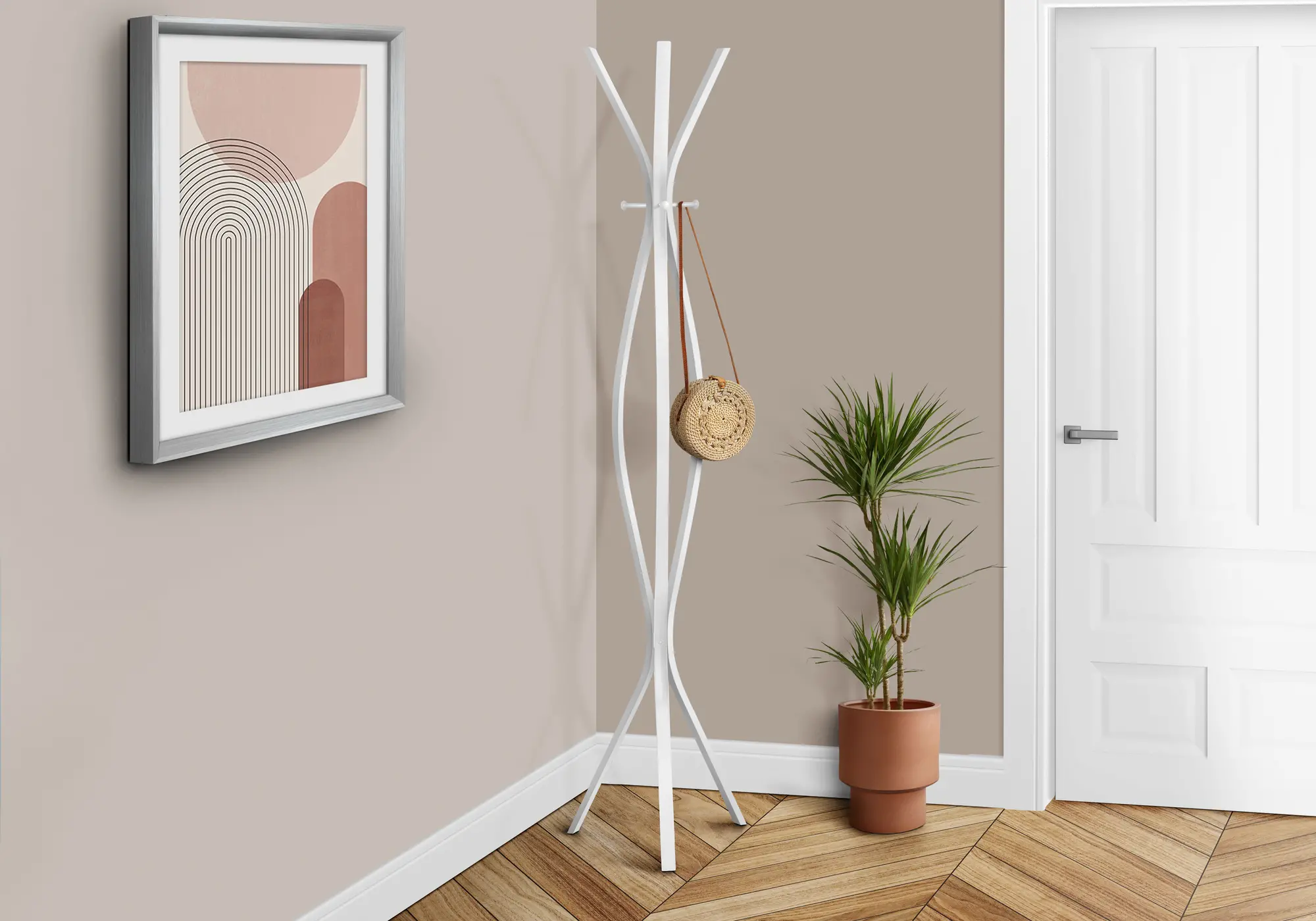 Monarch White 3-Hook 72 Coat Rack-1