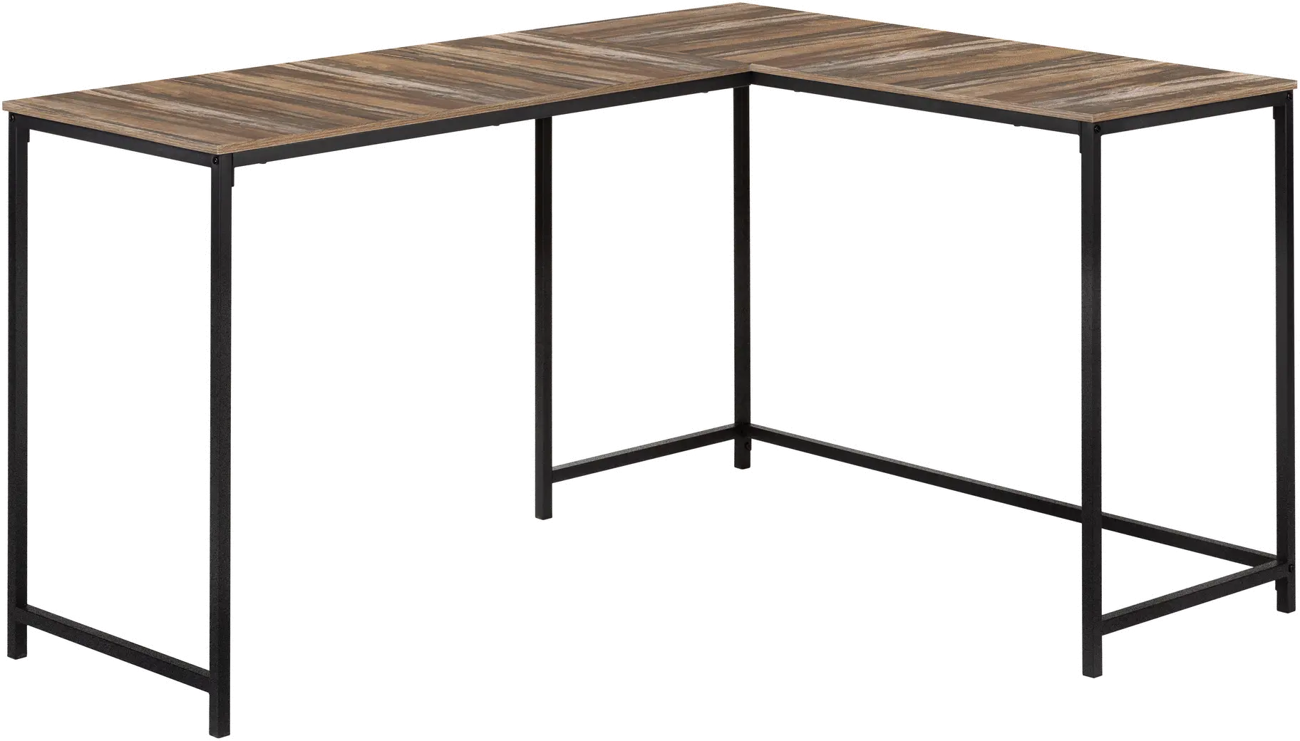 Reclaimed Wood and Black L-shaped Desk - I7391-2