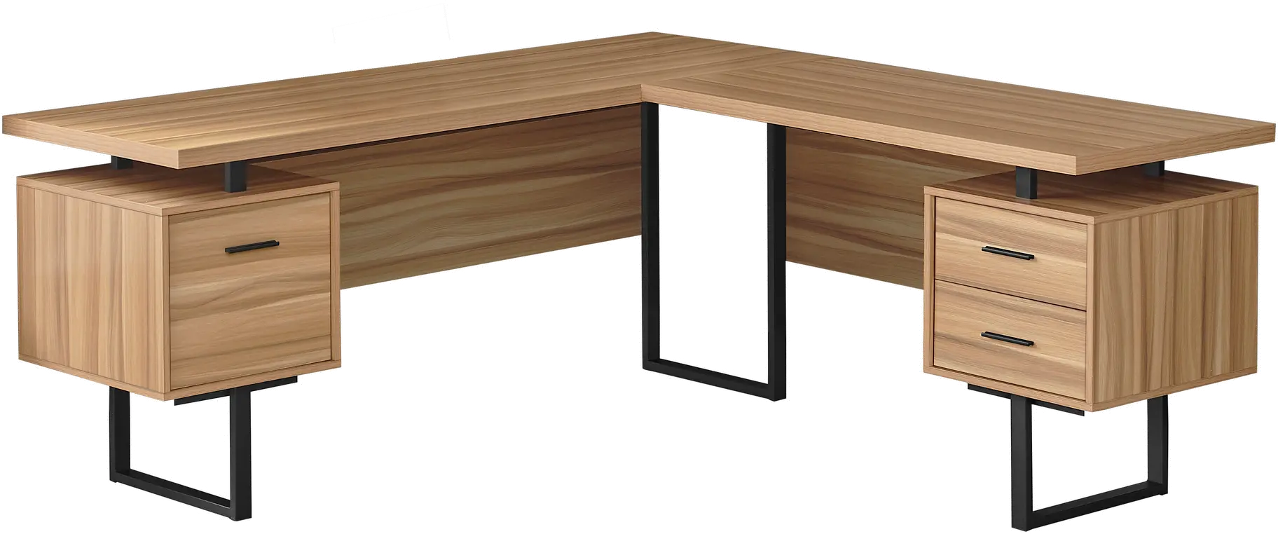 Karner Natural Wood and Black L-Shaped Desk-2