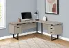 Karner Taupe and Black L-Shaped Desk