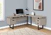 Taupe and Black L-Shaped Desk