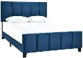 Modern Blue Queen Channel Upholstered Bed - Modern Eclectic