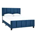 Modern Blue King Channel Upholstered Bed - Modern Eclectic