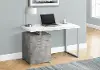 Concrete and White Computer Desk with File Cabinet