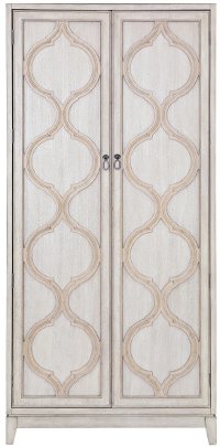Beige Wood Tall Bar Cabinet - Modern Eclectic