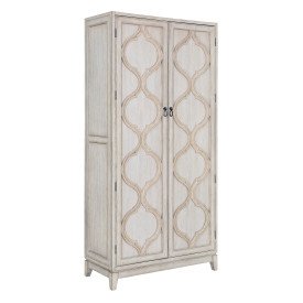 Beige Wood Tall Bar Cabinet - Modern Eclectic-2