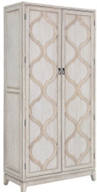 Beige Wood Tall Bar Cabinet - Modern Eclectic-2