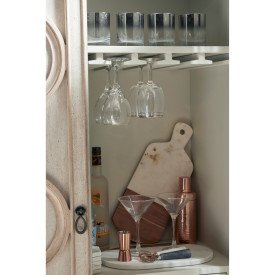 Beige Wood Tall Bar Cabinet - Modern Eclectic-8