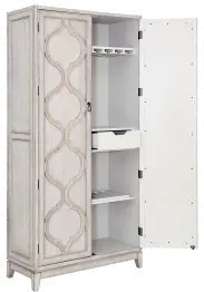 Modern Eclectic Beige Tall Bar Cabinet-3