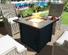 Black Metal and Tile Square Fire Pit with Glass Rocks - Bantana