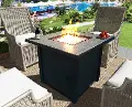 Black Metal and Tile Square Fire Pit with Glass Rocks - Bantana