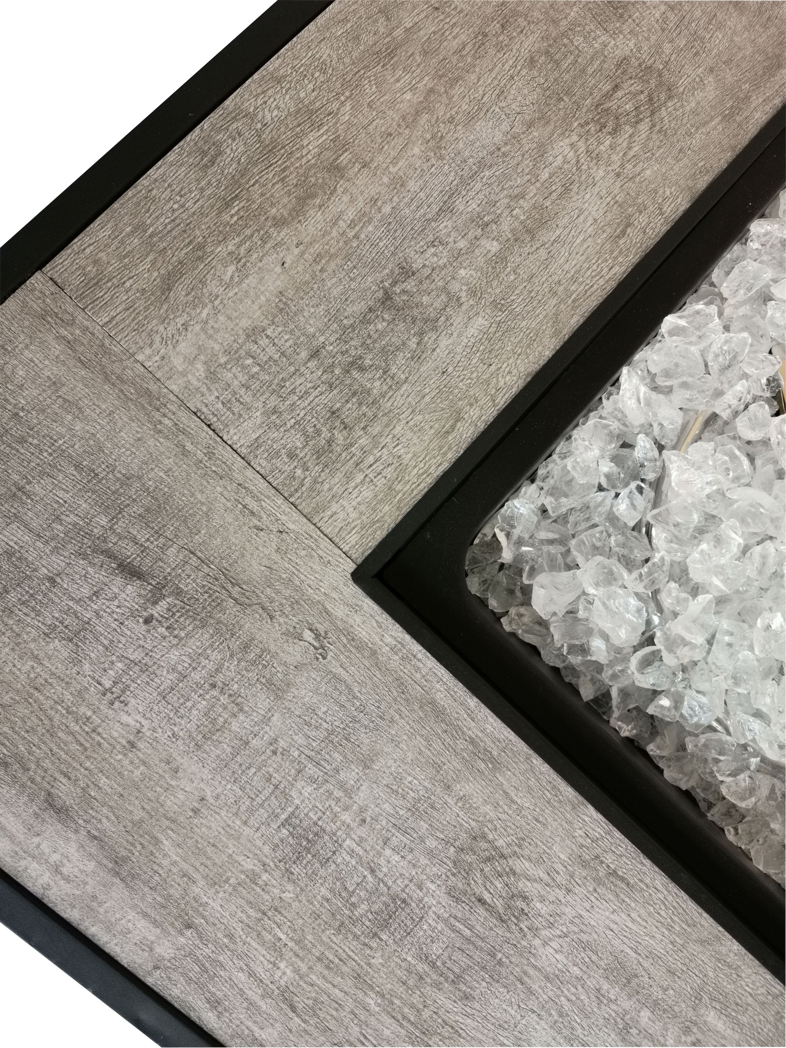 Black Metal and Tile Square Fire Pit with Glass Rocks - Bantana-5