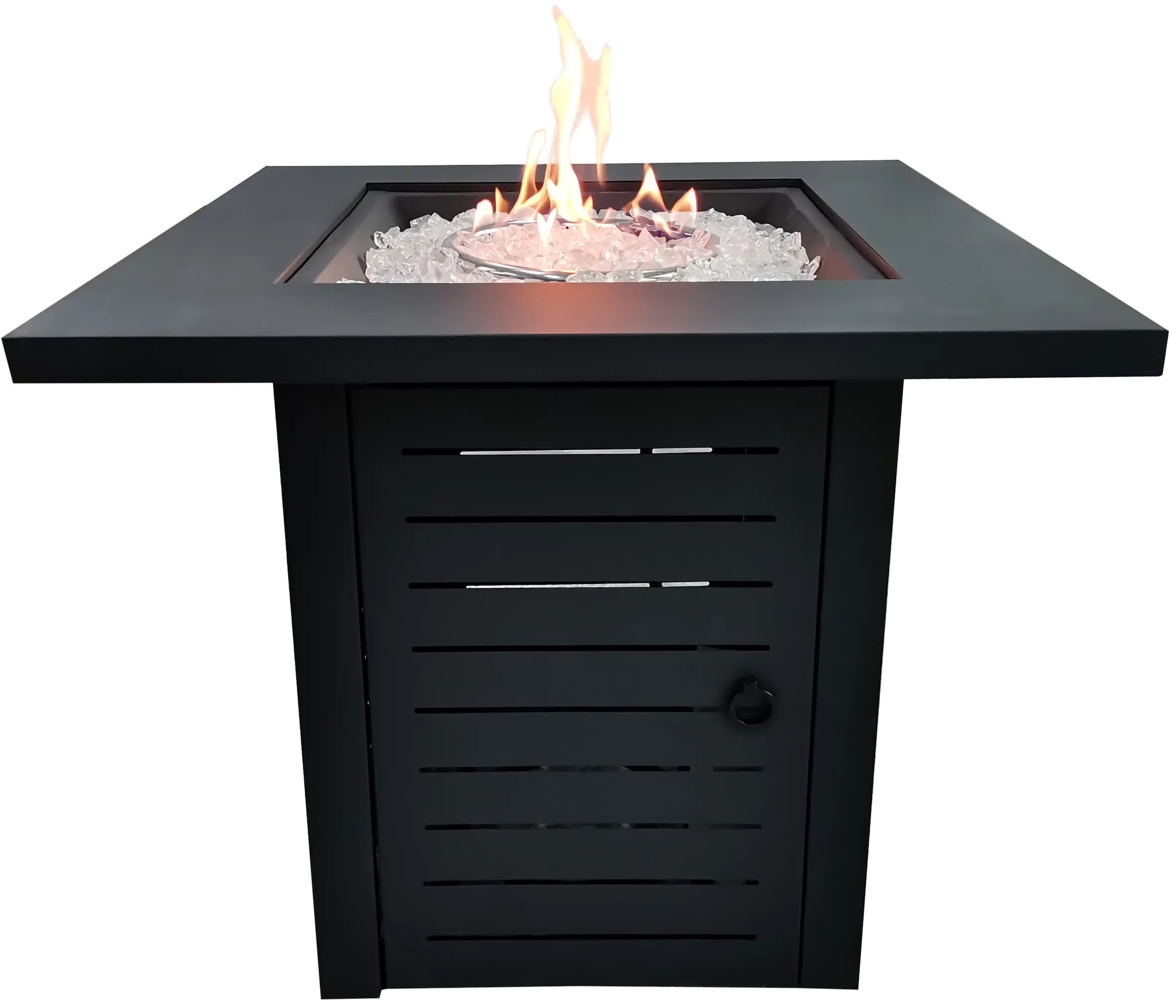 Black Metal Square Fire Pit with Glass Rocks - Jayapura-2