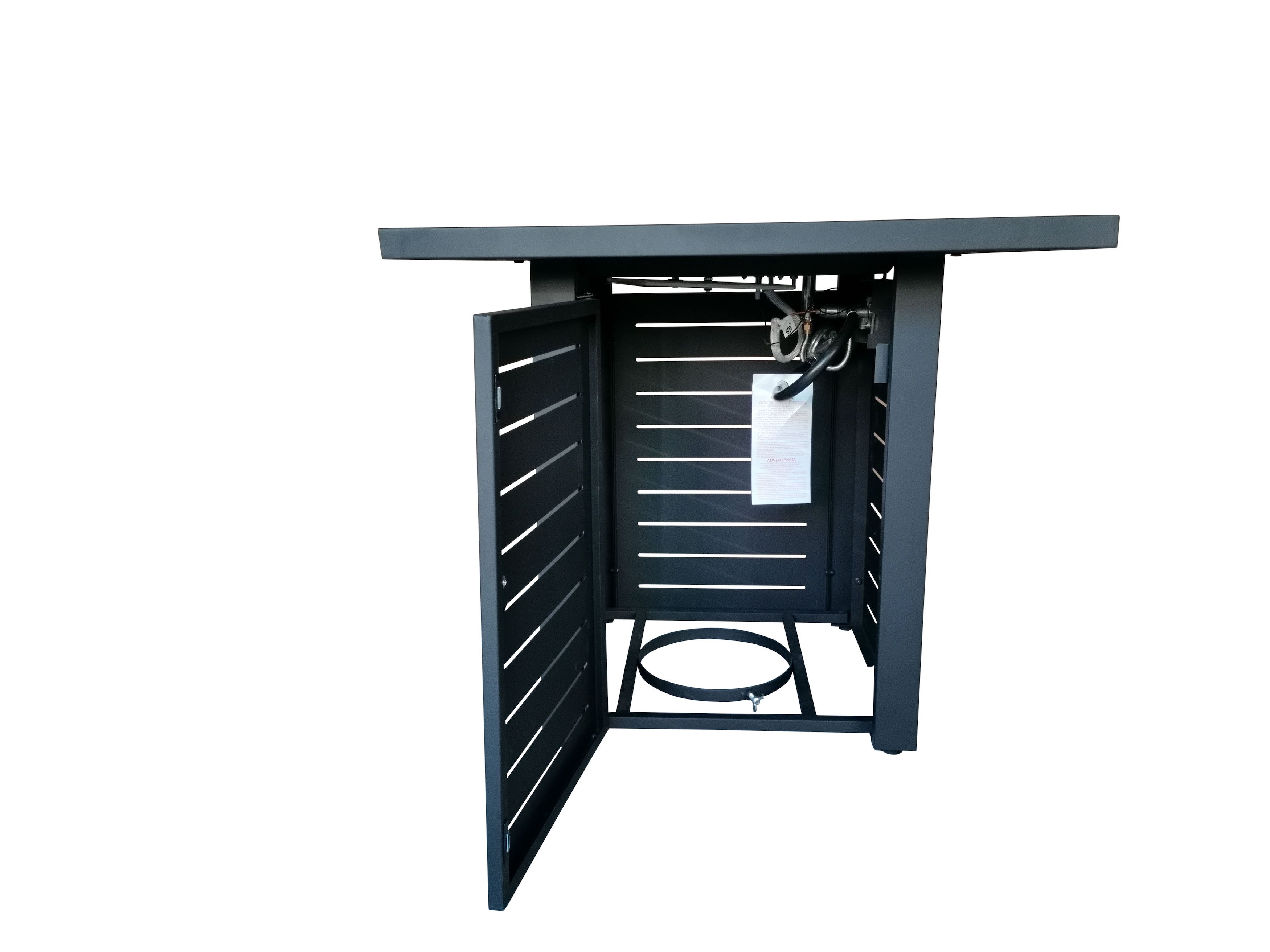 Black Metal Square Fire Pit with Glass Rocks - Jayapura-3