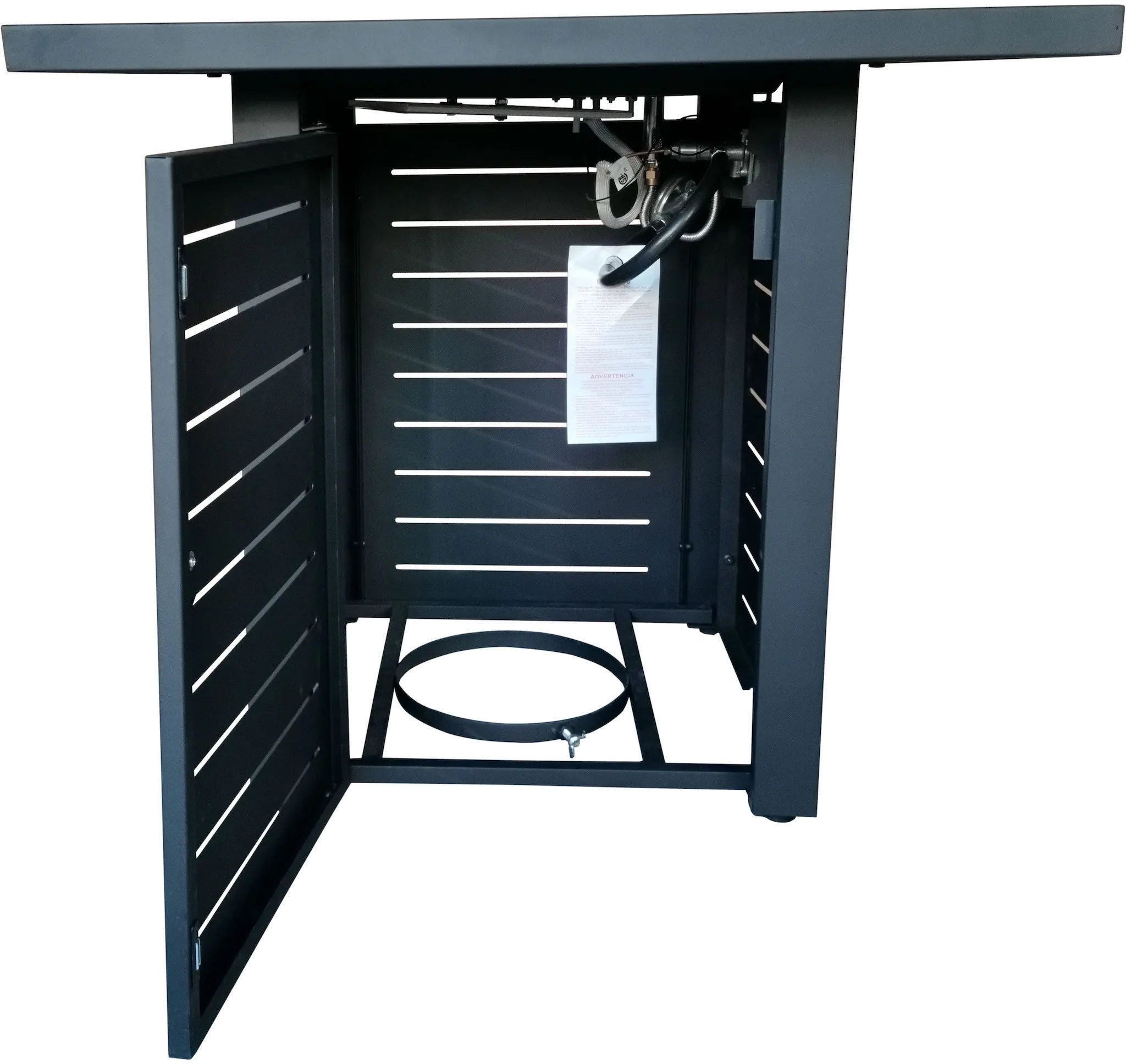 Black Metal Square Fire Pit with Glass Rocks - Jayapura-3