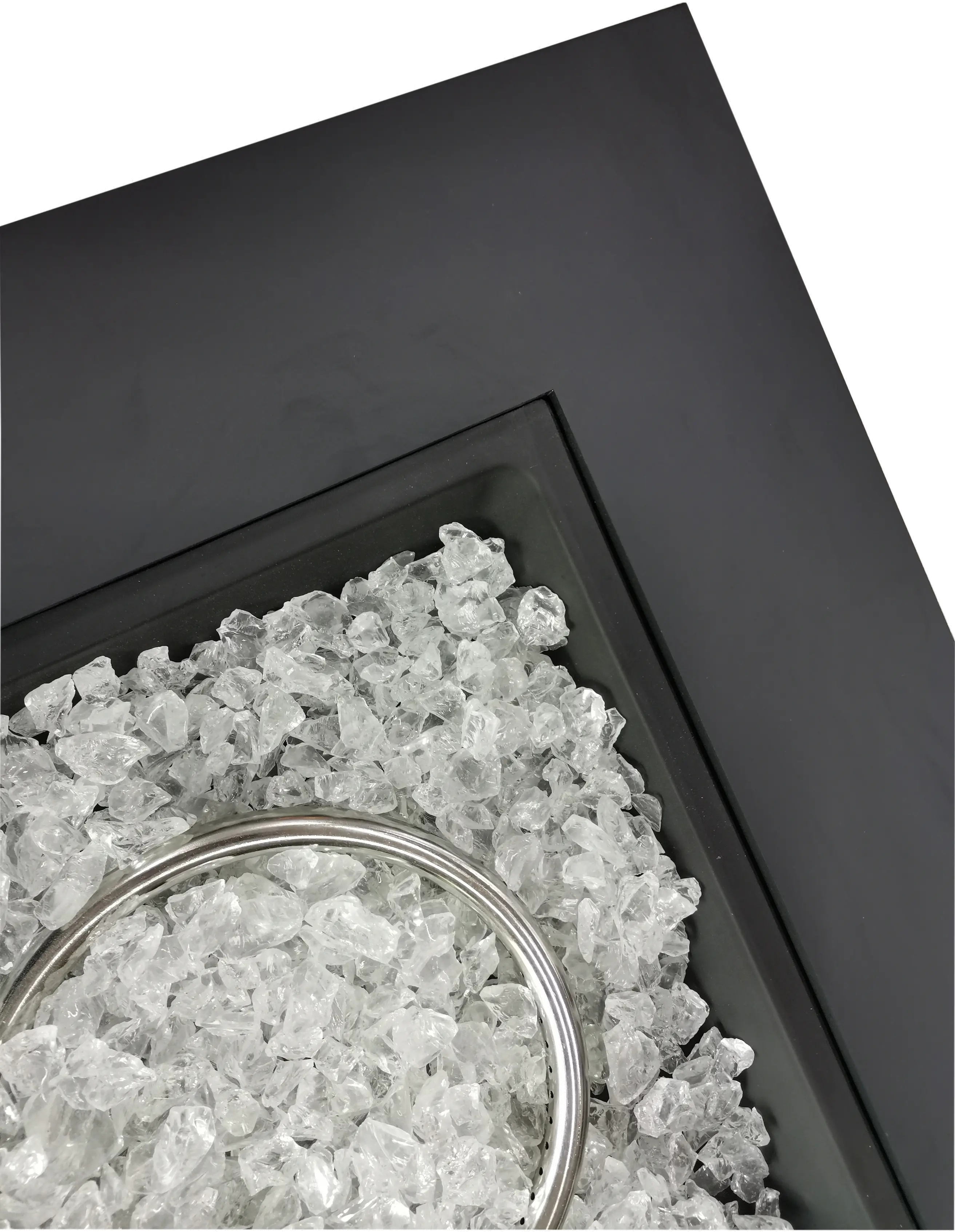 Black Metal Square Fire Pit with Glass Rocks - Jayapura-4