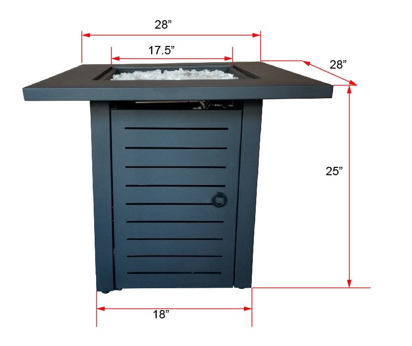 Black Metal Square Fire Pit with Glass Rocks - Jayapura-6